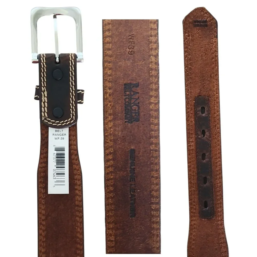 Ranger Belt Company WF-39 Distress Brown Leather Tapered Belt Size , 42, 46